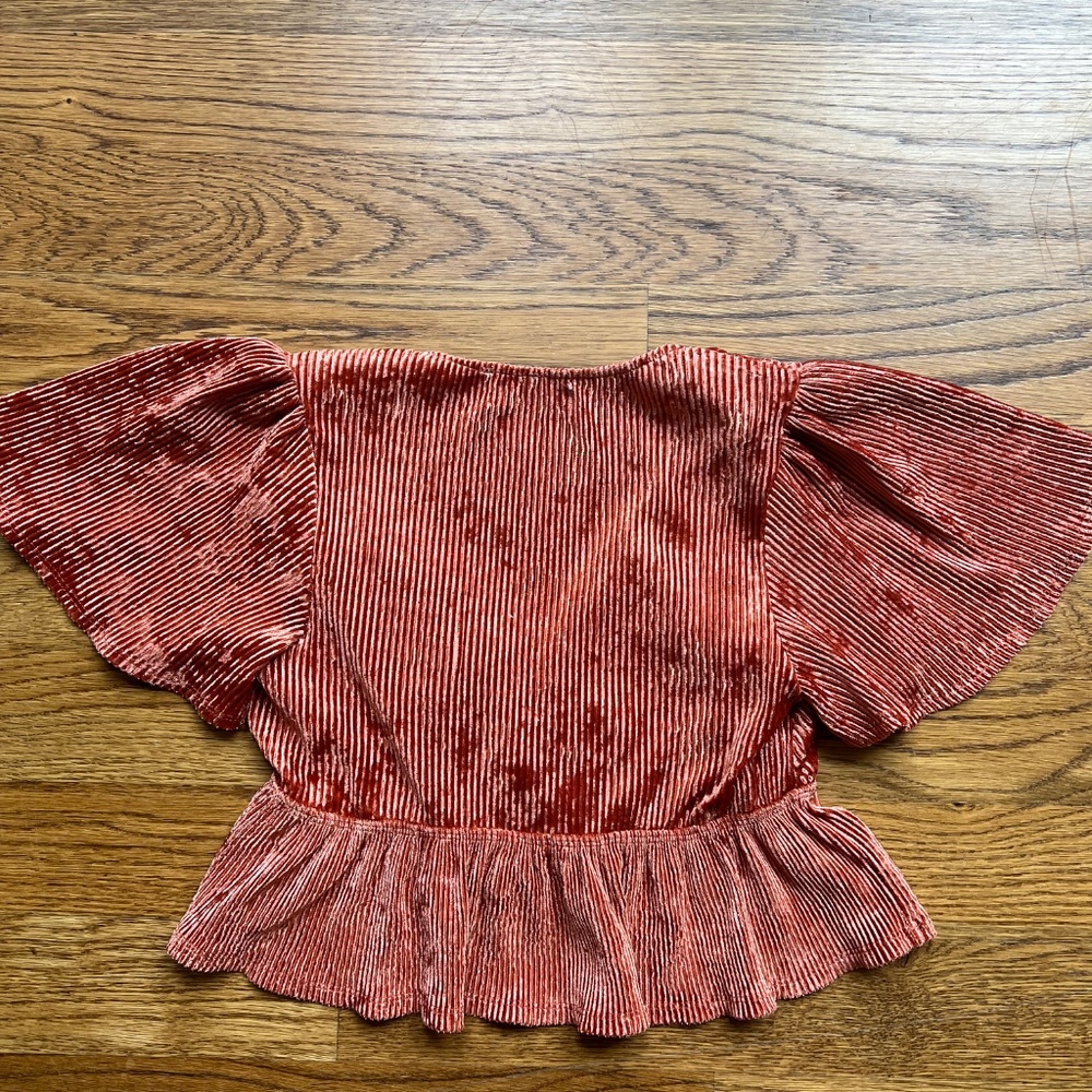 Urban Outfitters Burnt Orange Ribbed Stretch Velvet Crop Top – Size S-P-Festival - Picture 6 of 8
